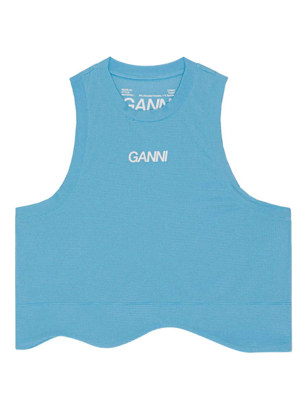 GANNI logo-detail top - Blu