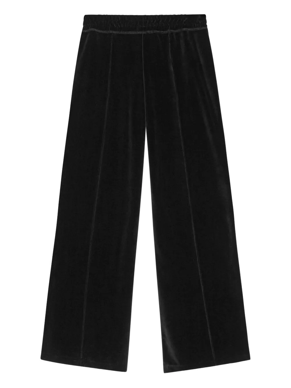 GANNI Fluwelen straight broek met vlakken Zwart