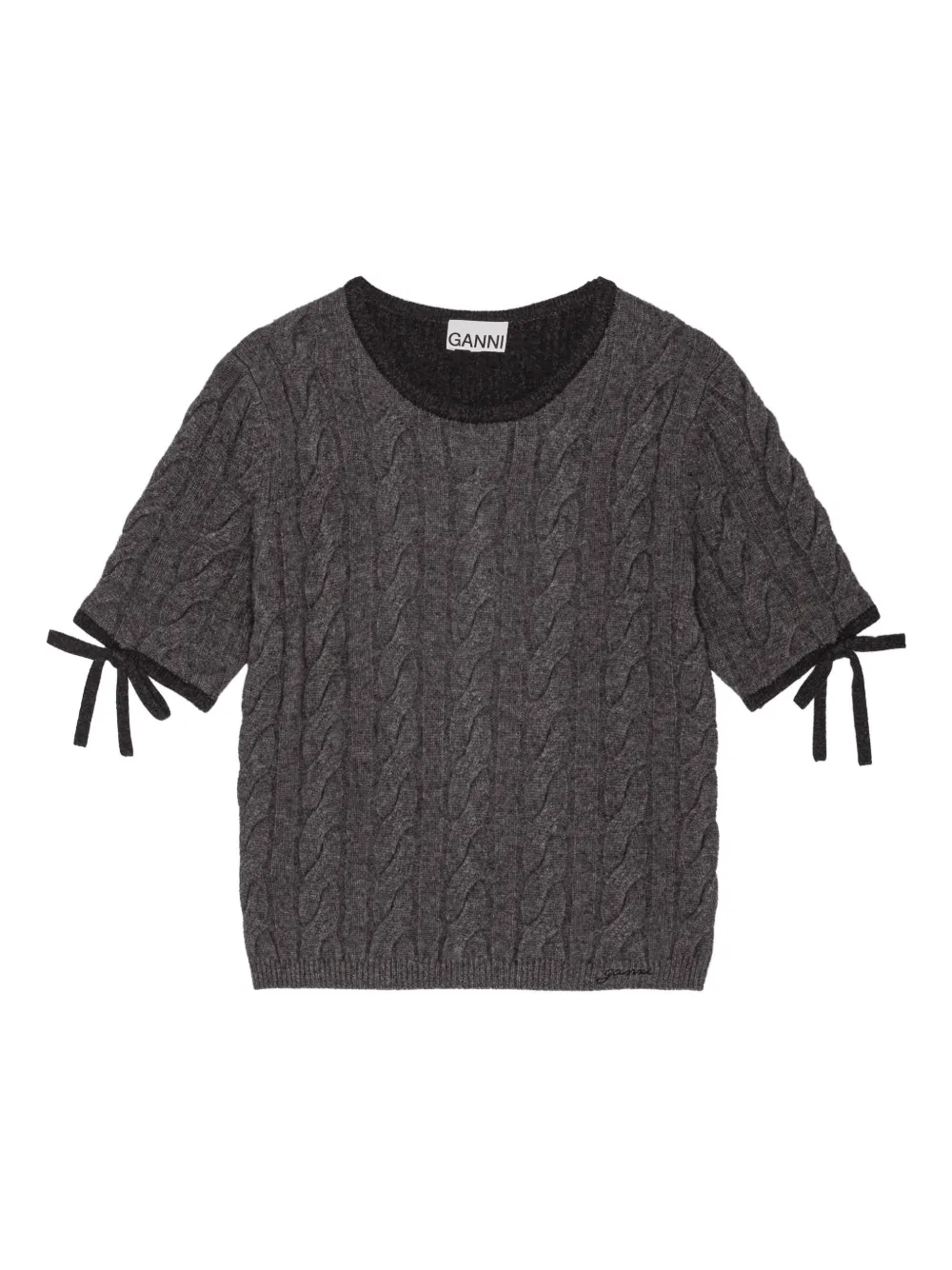 GANNI cable-knit tie-detail sweater - Grigio