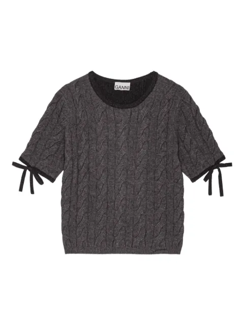 GANNI cable-knit tie-detail sweater
