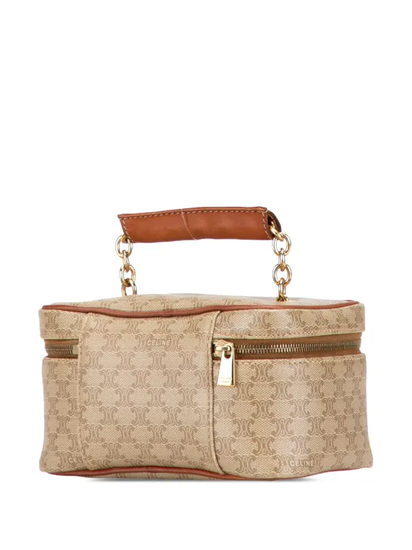 バッグ Celine Macadam Vanity Pouch Bag Brown CELINE Macadam Makeup pouch Cosmetics Pouch Hand Bag Vanity