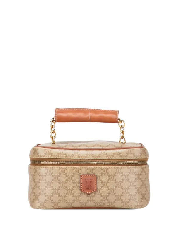 バッグ CELINE Macadam Vanity Pouch Bag tagged CELINE Macadam Shoulder Vanity Pouch Logo Bag PVC Vintage