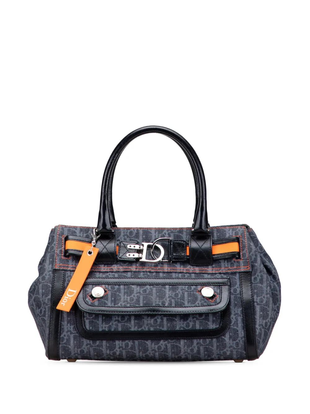 Pre-owned Dior 2005 Issimo Trotter Denim Flight Handle Bag Tote Bag In Blue