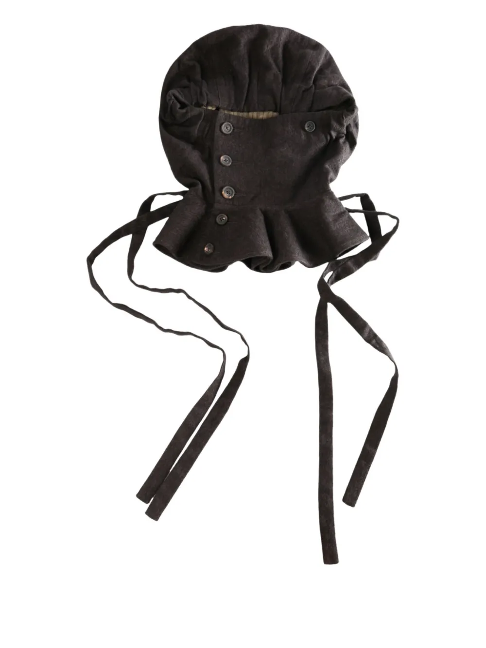 Ziggy Chen button-detailed drawstring balaclava hat | Brown | Image 1