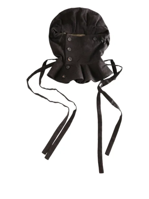 Ziggy Chen button-detailed drawstring balaclava hat 