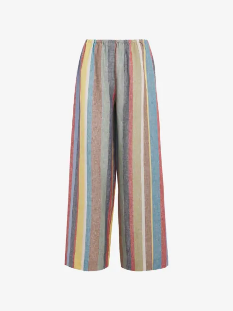 STAUD pantalon en lin à rayures