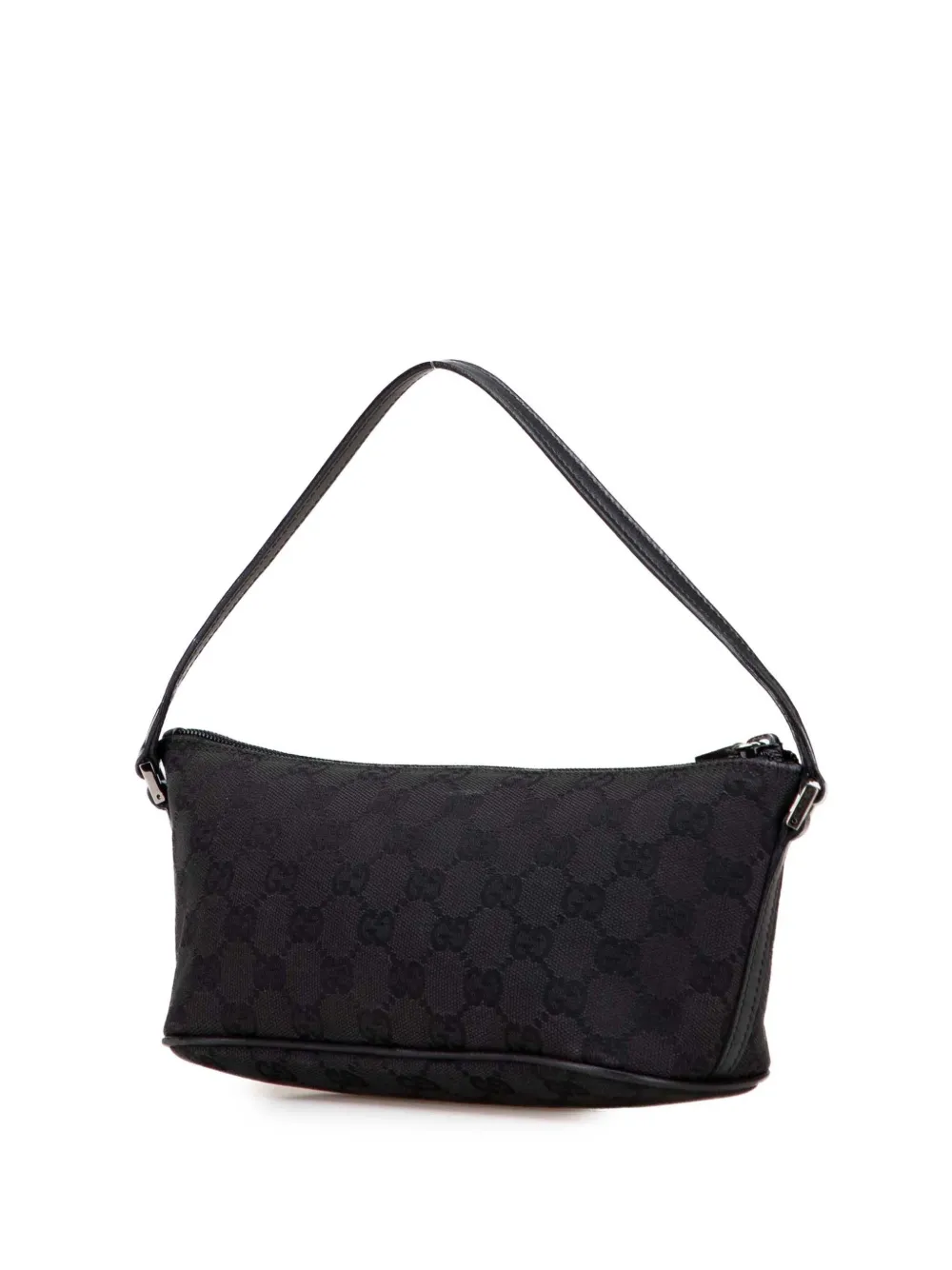 Pre-owned Gucci 2000-2015 Gg Canvas Boat Shoulder Bag In Black