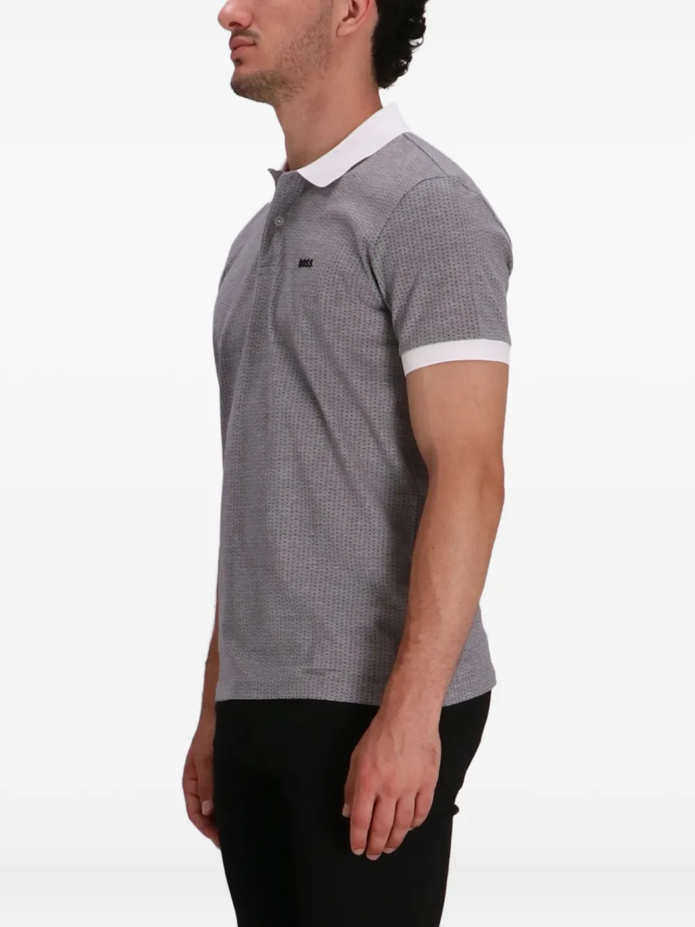 BOSS Poloshirt met geborduurd logo Grijs