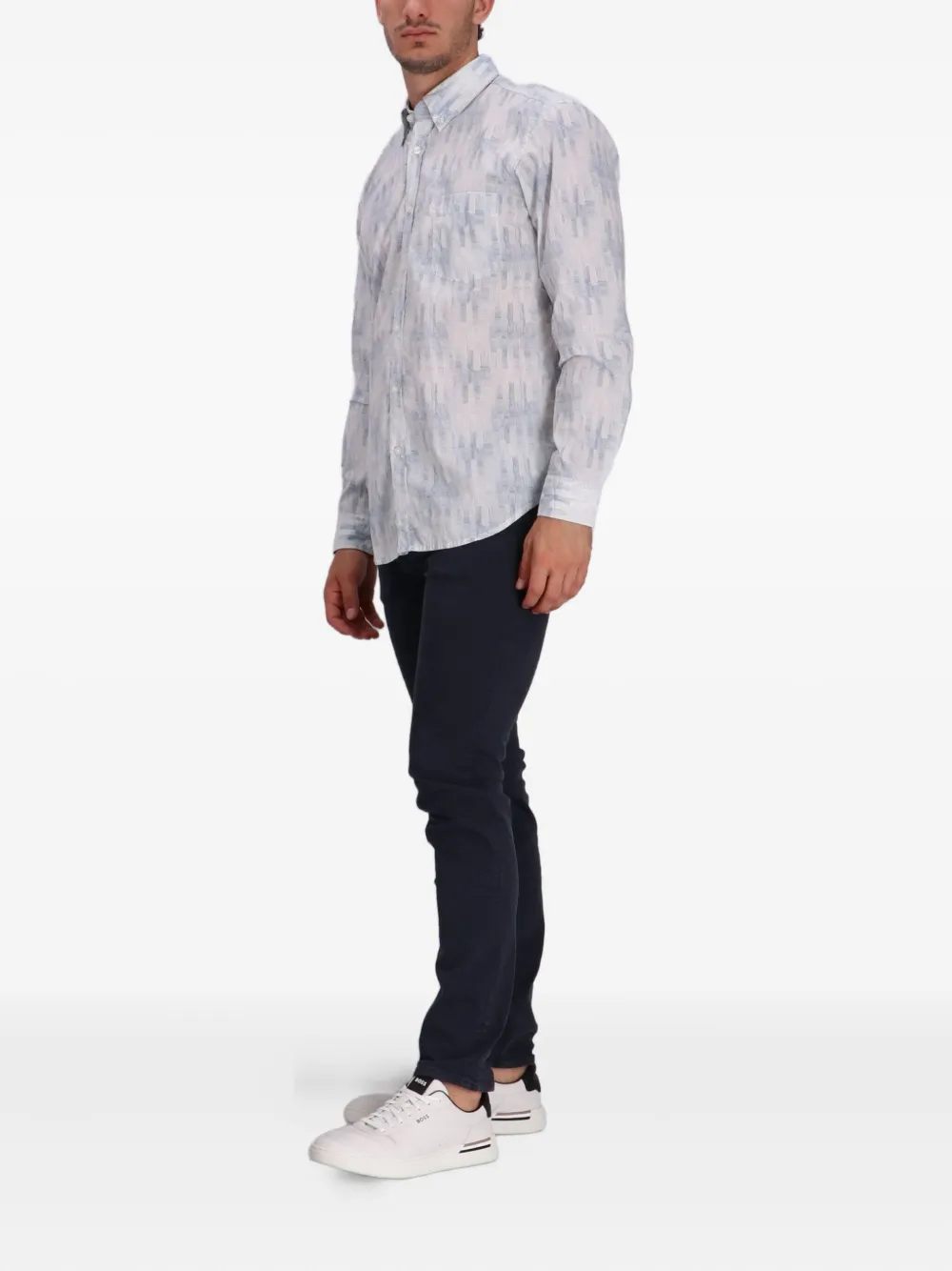 BOSS Overhemd met abstracte print - Wit