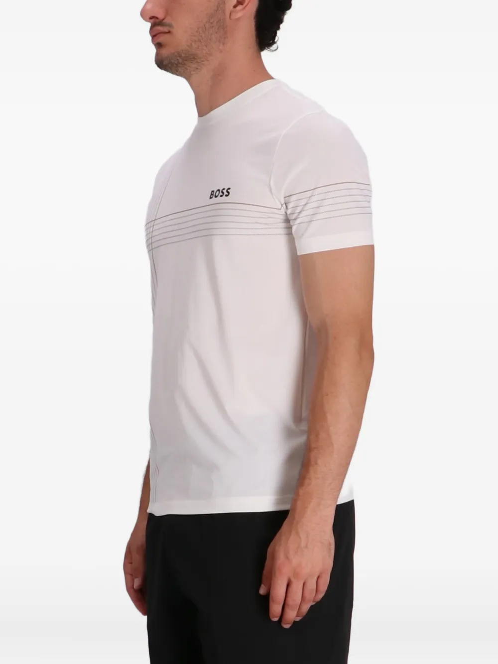 BOSS T-shirt met gestreept detail Wit