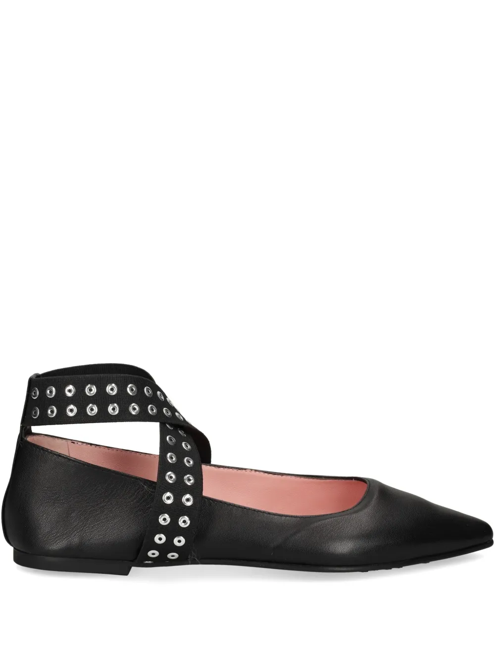 Pretty Ballerinas Kendall eyeleted cross-strap ballet flats | Black | Image 1