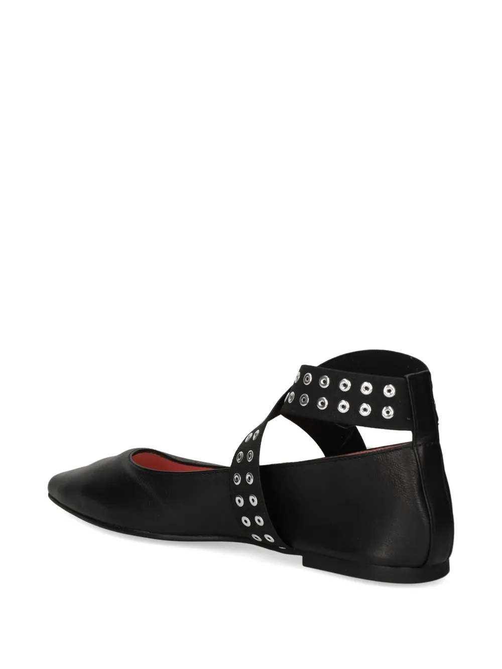 Pretty Ballerinas Kendall eyeleted cross-strap ballet flats Black