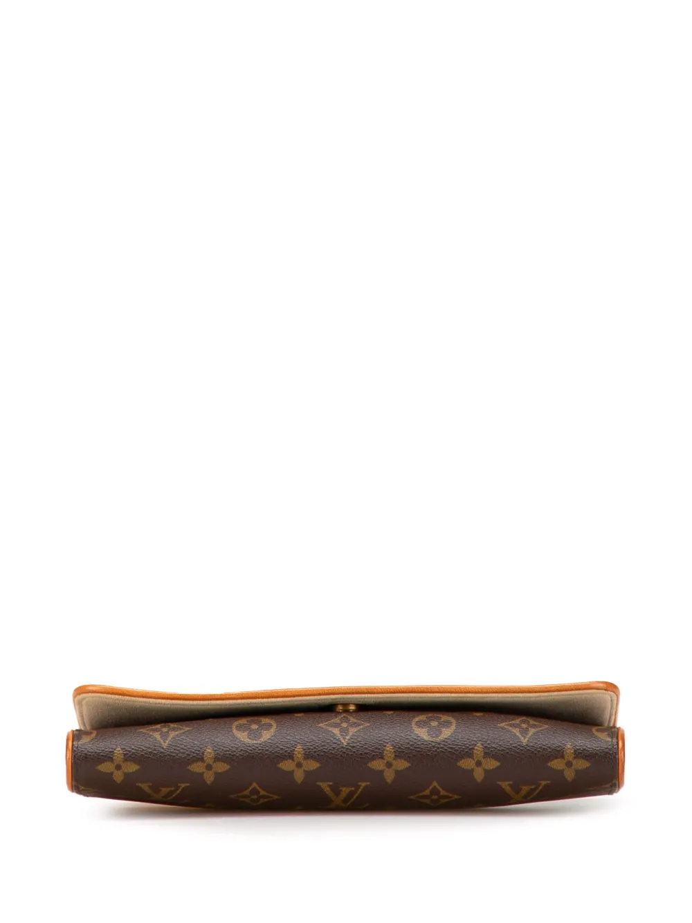 Pre-owned Louis Vuitton 2002 Monogram Pochette Twin Gm Crossbody Bag In Brown