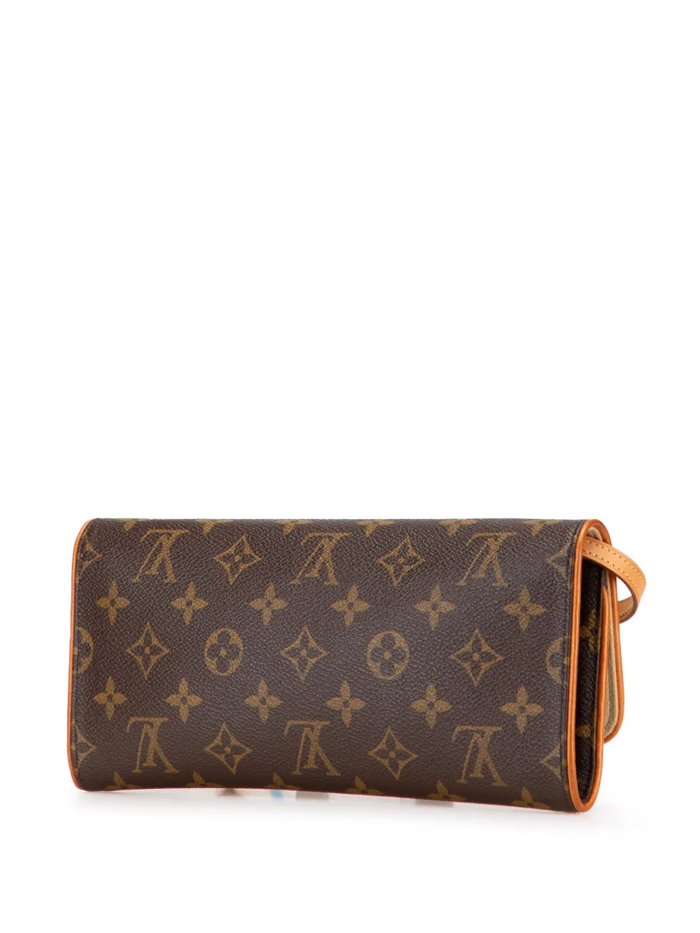 Pre-owned Louis Vuitton 2002 Monogram Pochette Twin Gm Crossbody Bag In Brown