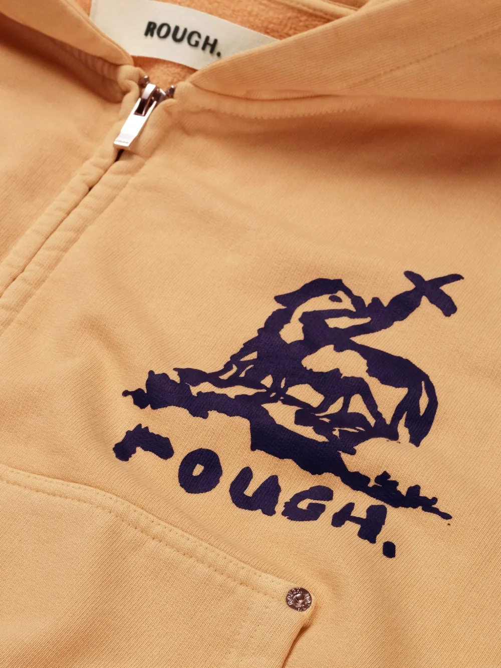 Rough Graphic-print Zip-up Hoodie In Yellow