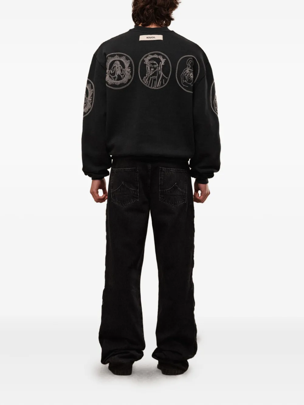 Rough Circular-print Cotton Sweatshirt In Black
