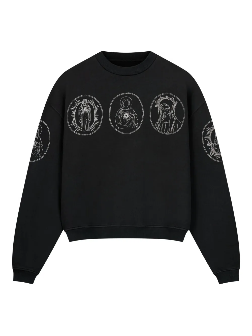 Rough Circular-print Cotton Sweatshirt In Black