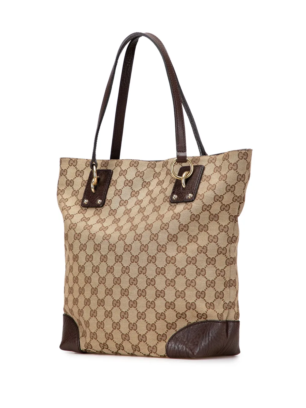 Pre-owned Gucci 2000-2015 Gg Canvas Gg Charm Tote Bag In Brown
