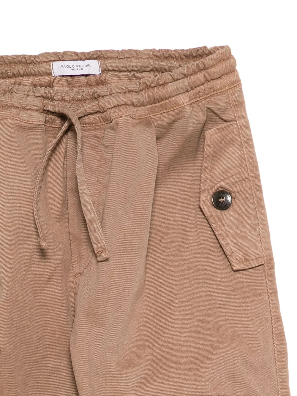 Paolo Pecora Kids Broek met trekkoord en geplooide voorkant Bruin