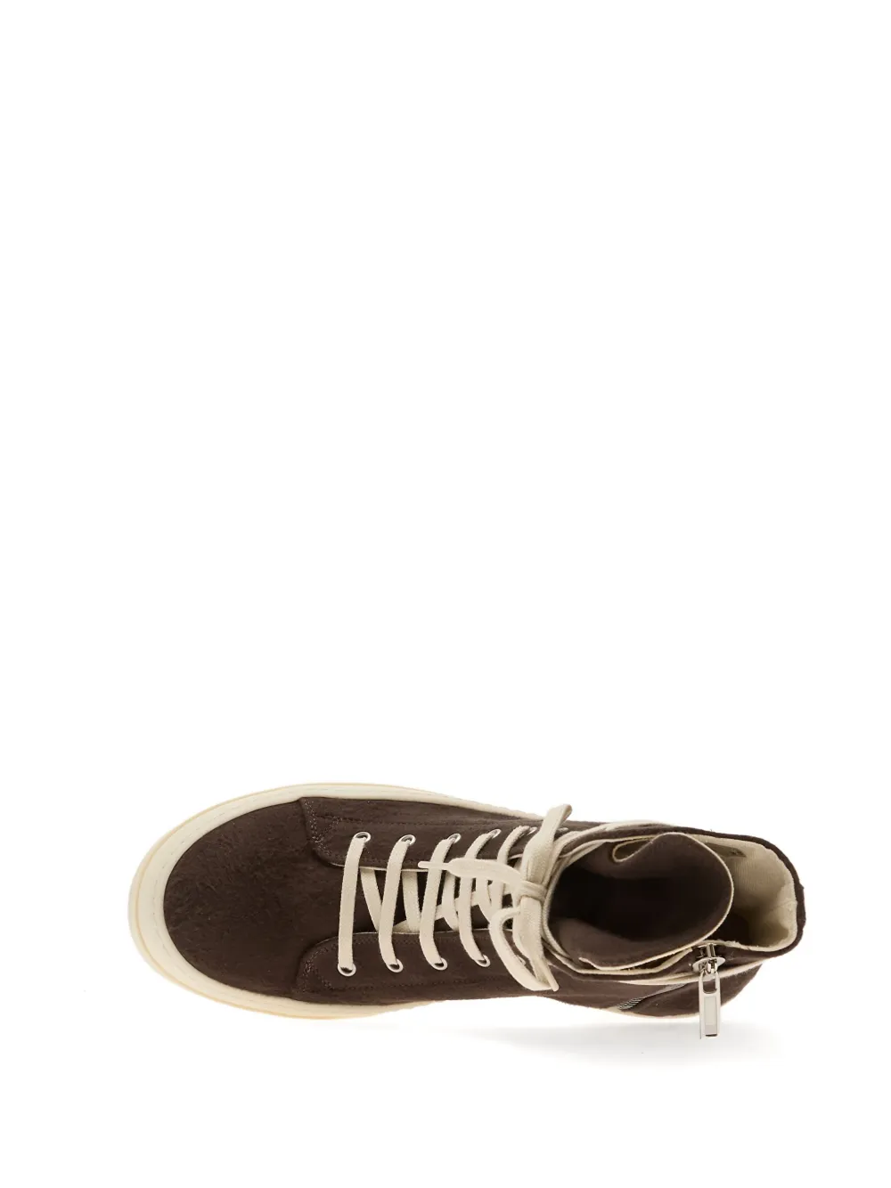 Rick Owens Geobasket Lace-up Zip Sneakers In Brown