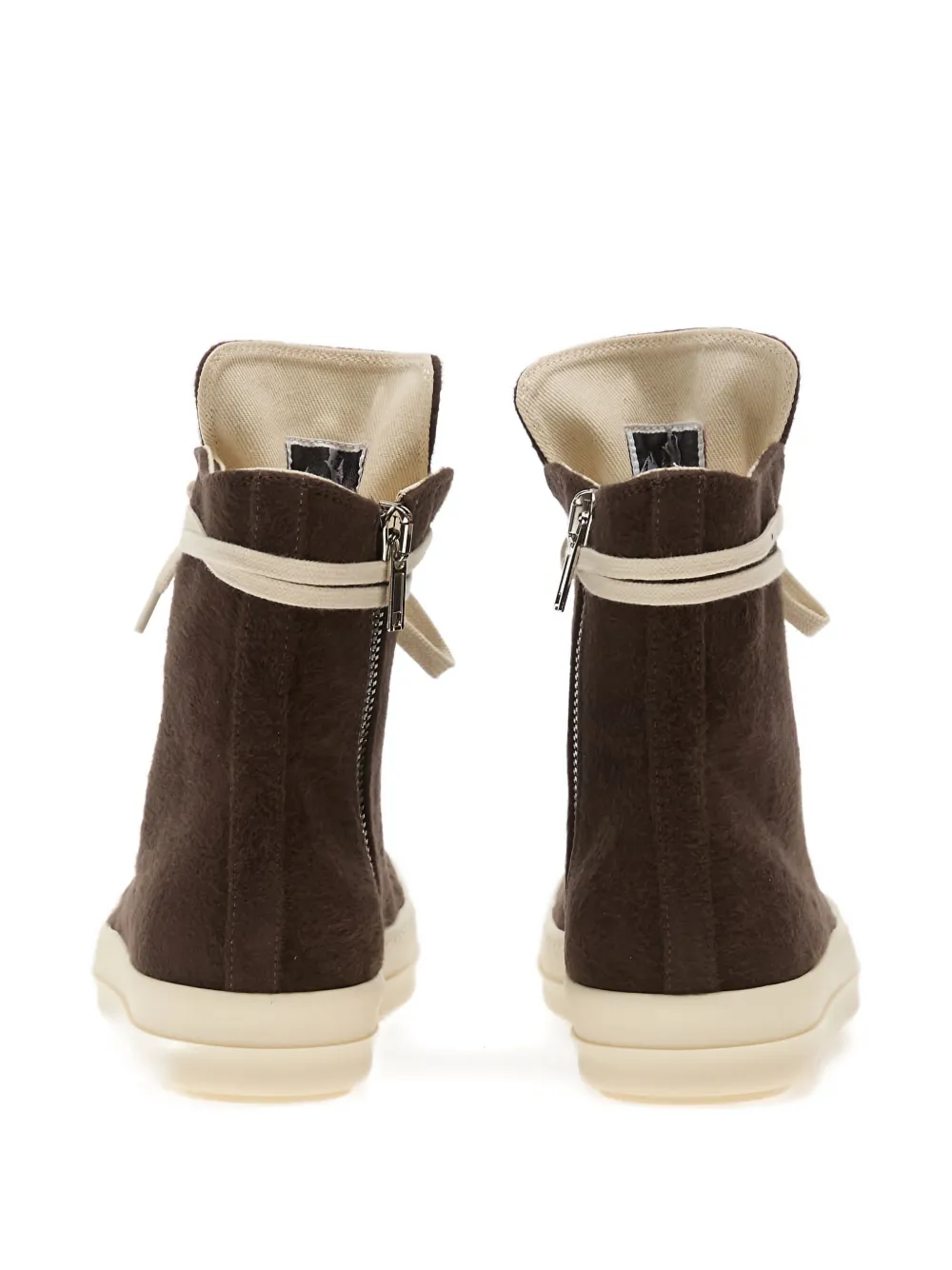 Rick Owens Geobasket Lace-up Zip Sneakers In Brown