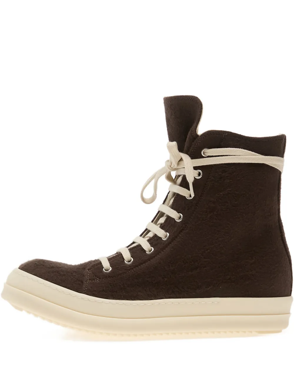Rick Owens Geobasket Lace-up Zip Sneakers In Brown