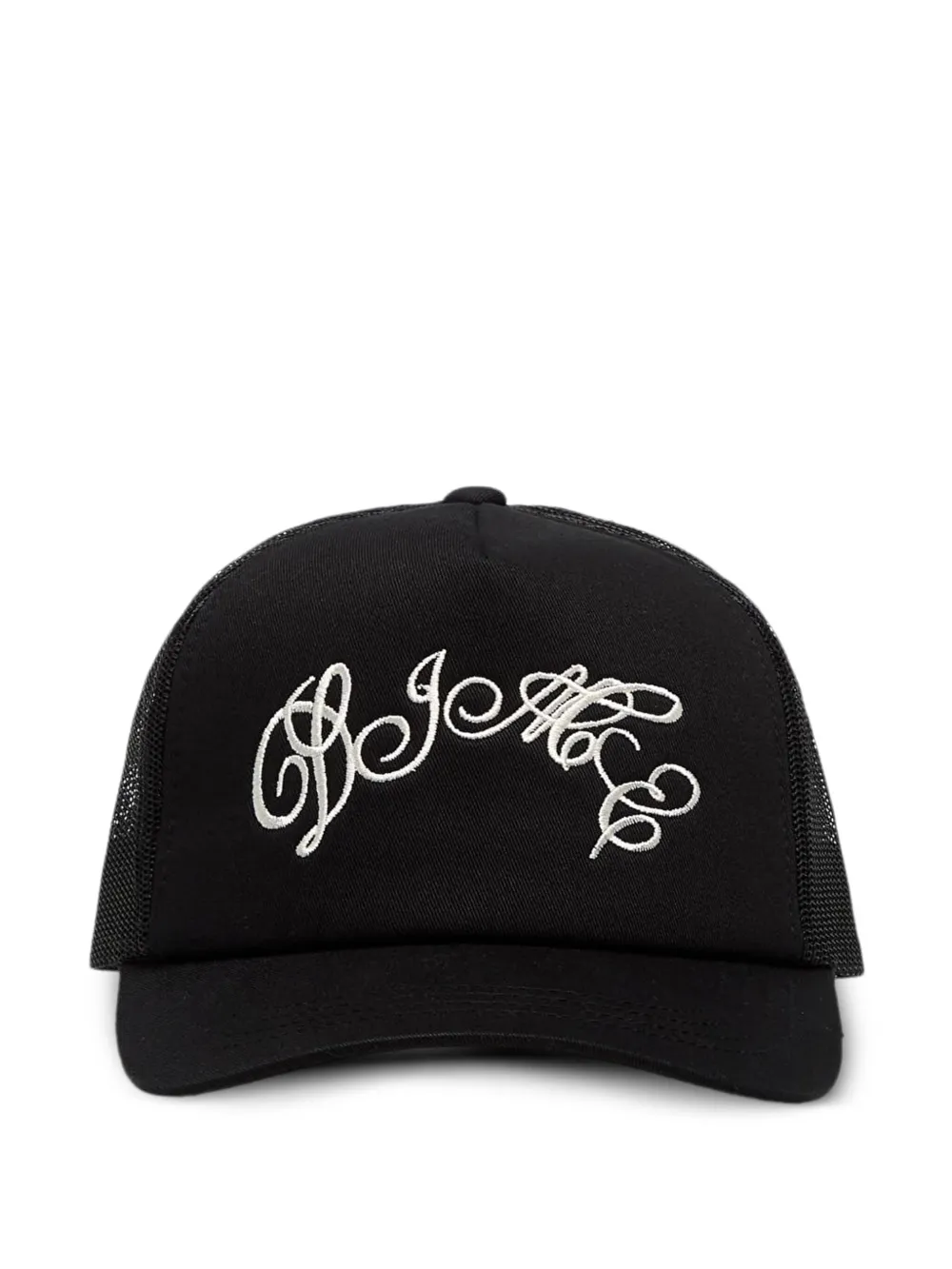 Dime Fighter Embroidered Mesh Trucker Cap In Black