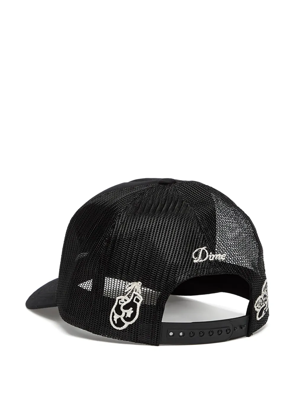 Dime Fighter Embroidered Mesh Trucker Cap In Black