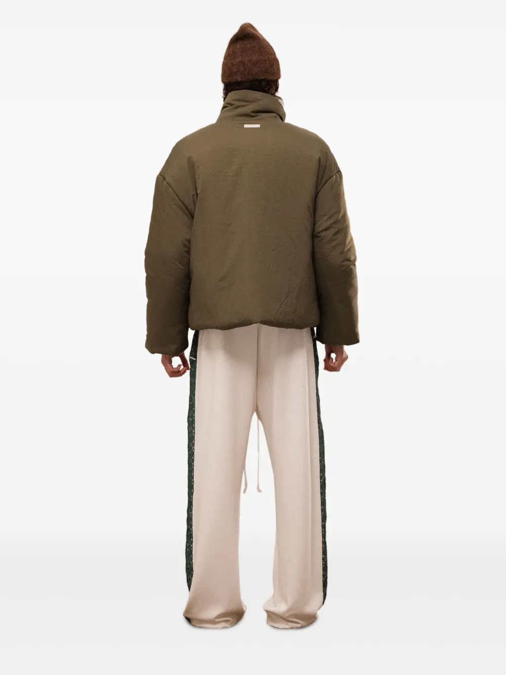 Rough Embroidered-detail Quilted Jacket In Brown