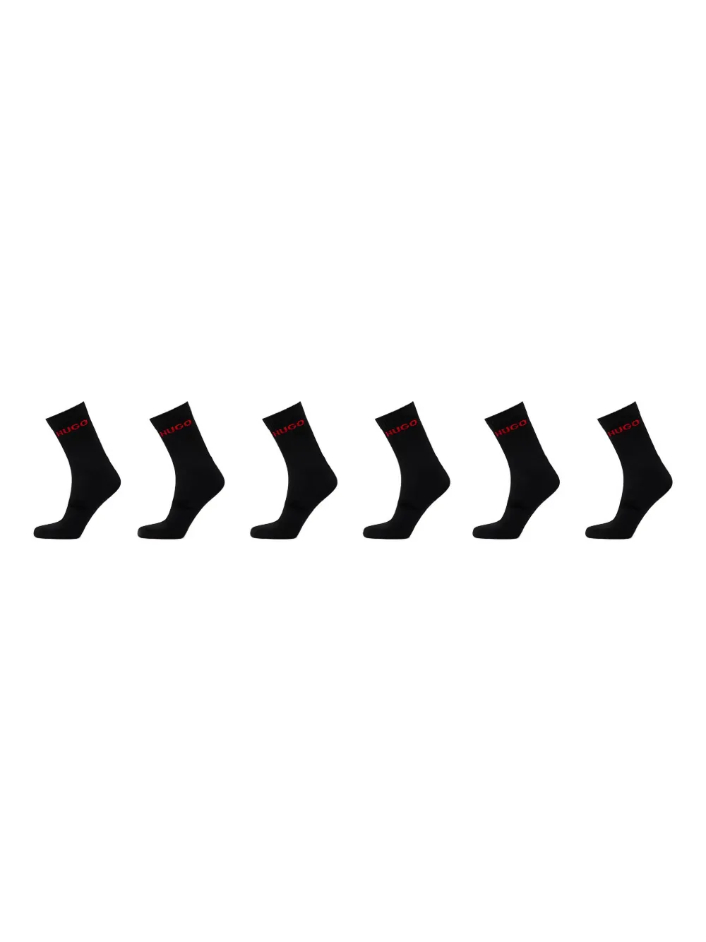 Hugo Boss Logo Rib Socks (pack Of Six) In Black