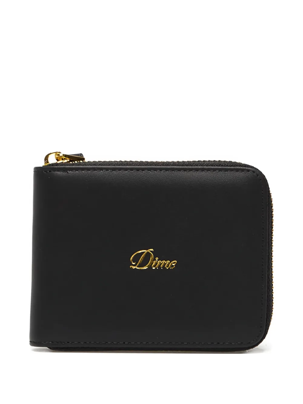 Dime Cursive Zip-around Leather Wallet In Black