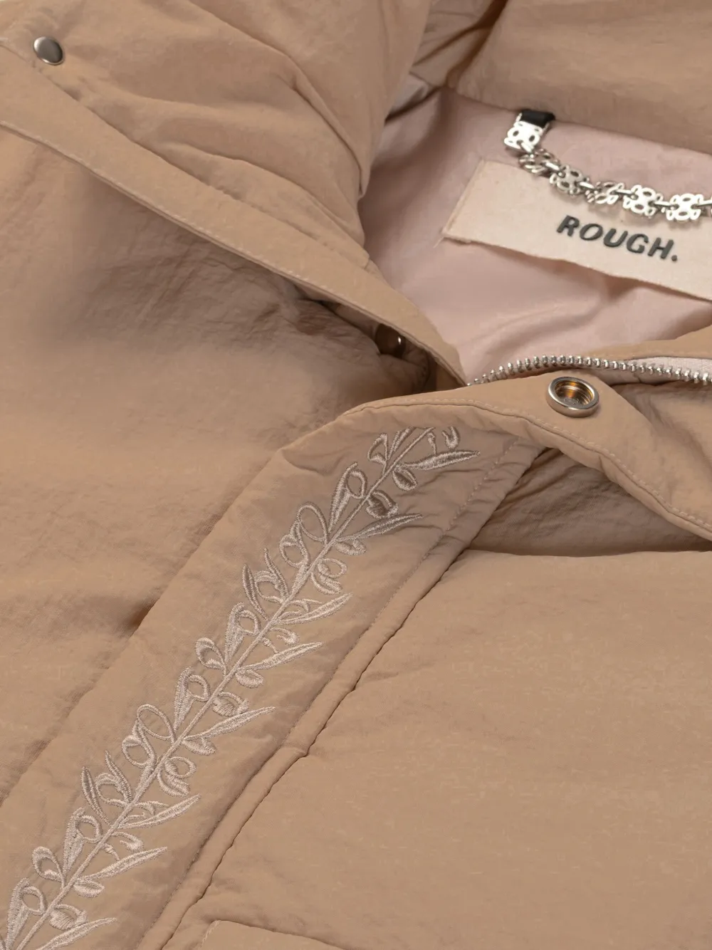 Rough Embroidered-detail Puffer Jacket In Yellow