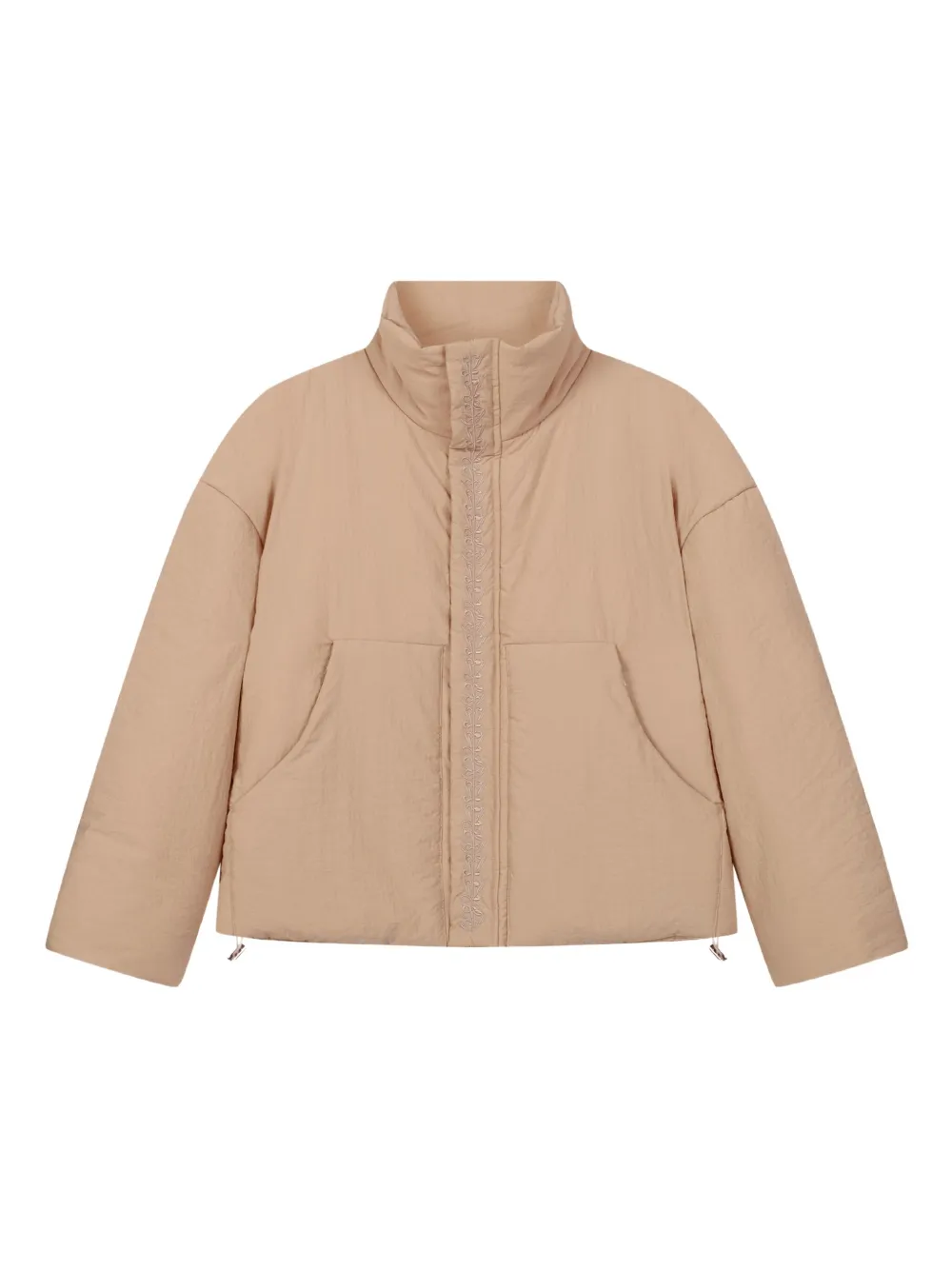 Rough Embroidered-detail Puffer Jacket In Yellow
