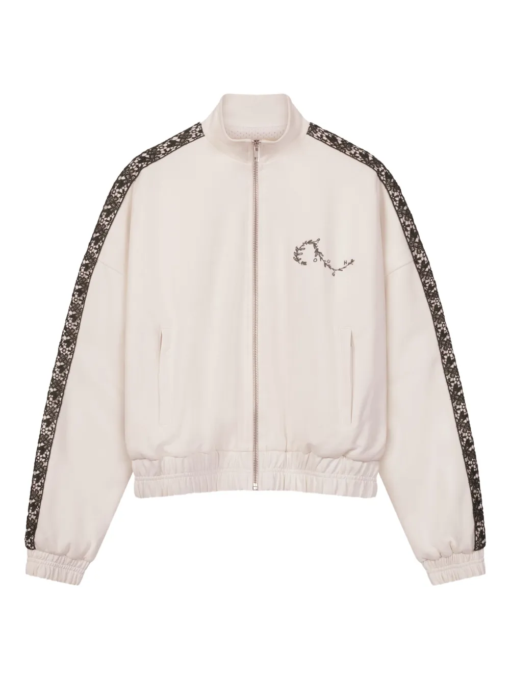 ROUGH. lace-insert embroidered-detail track jacket | White | Image 1