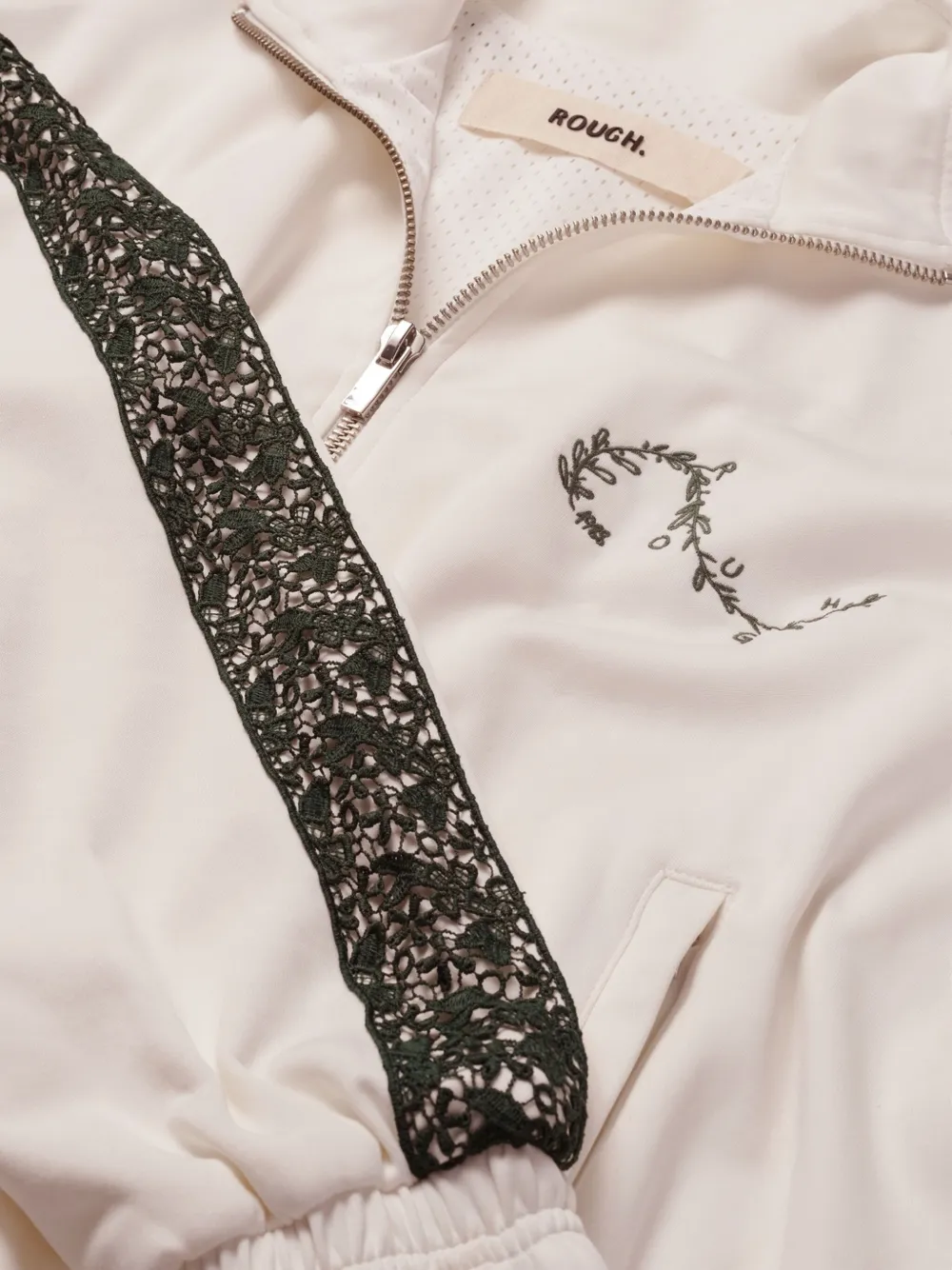 Rough Lace-insert Embroidered-detail Track Jacket In White