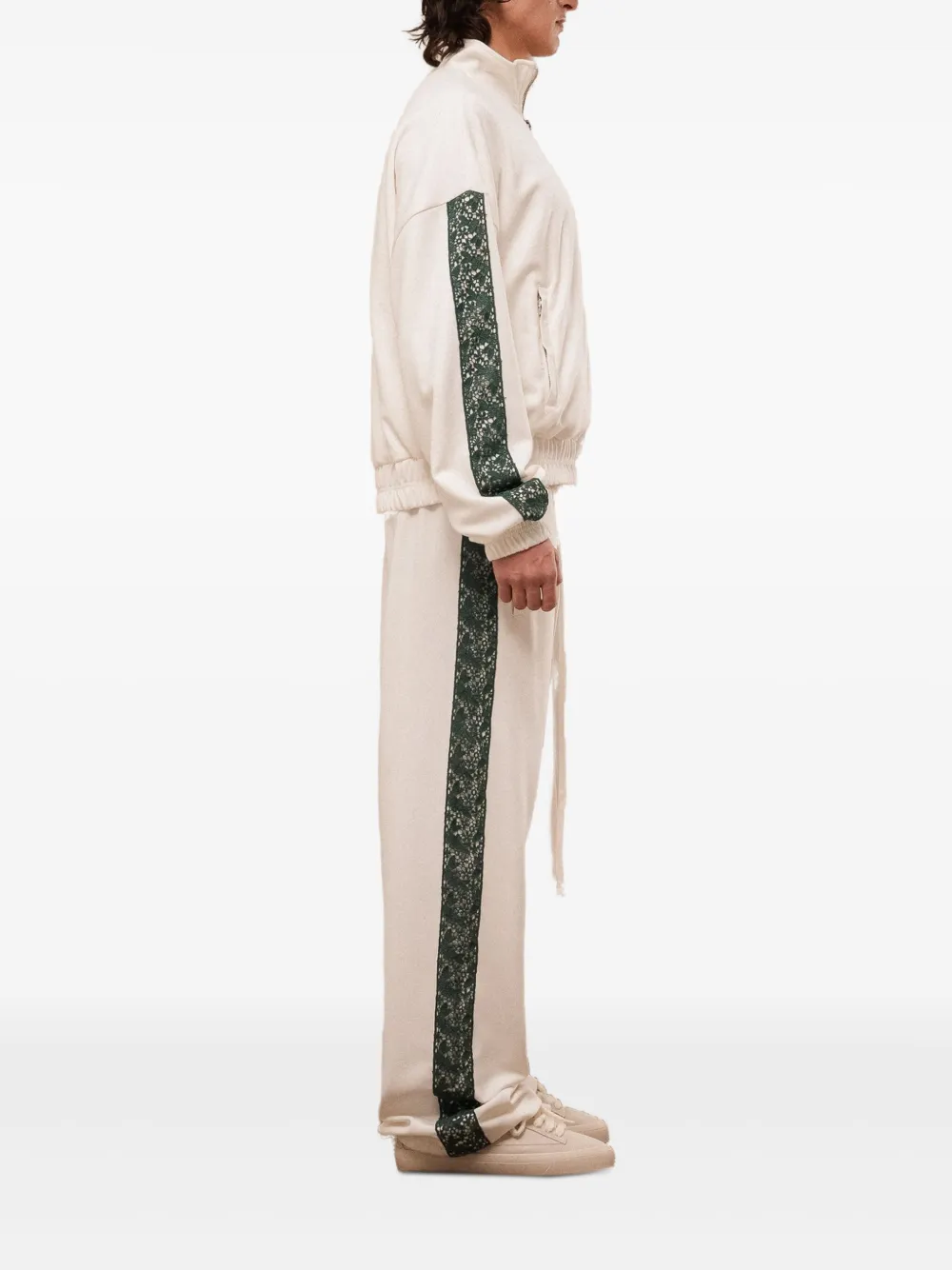 Rough Lace-insert Embroidered-detail Track Jacket In White