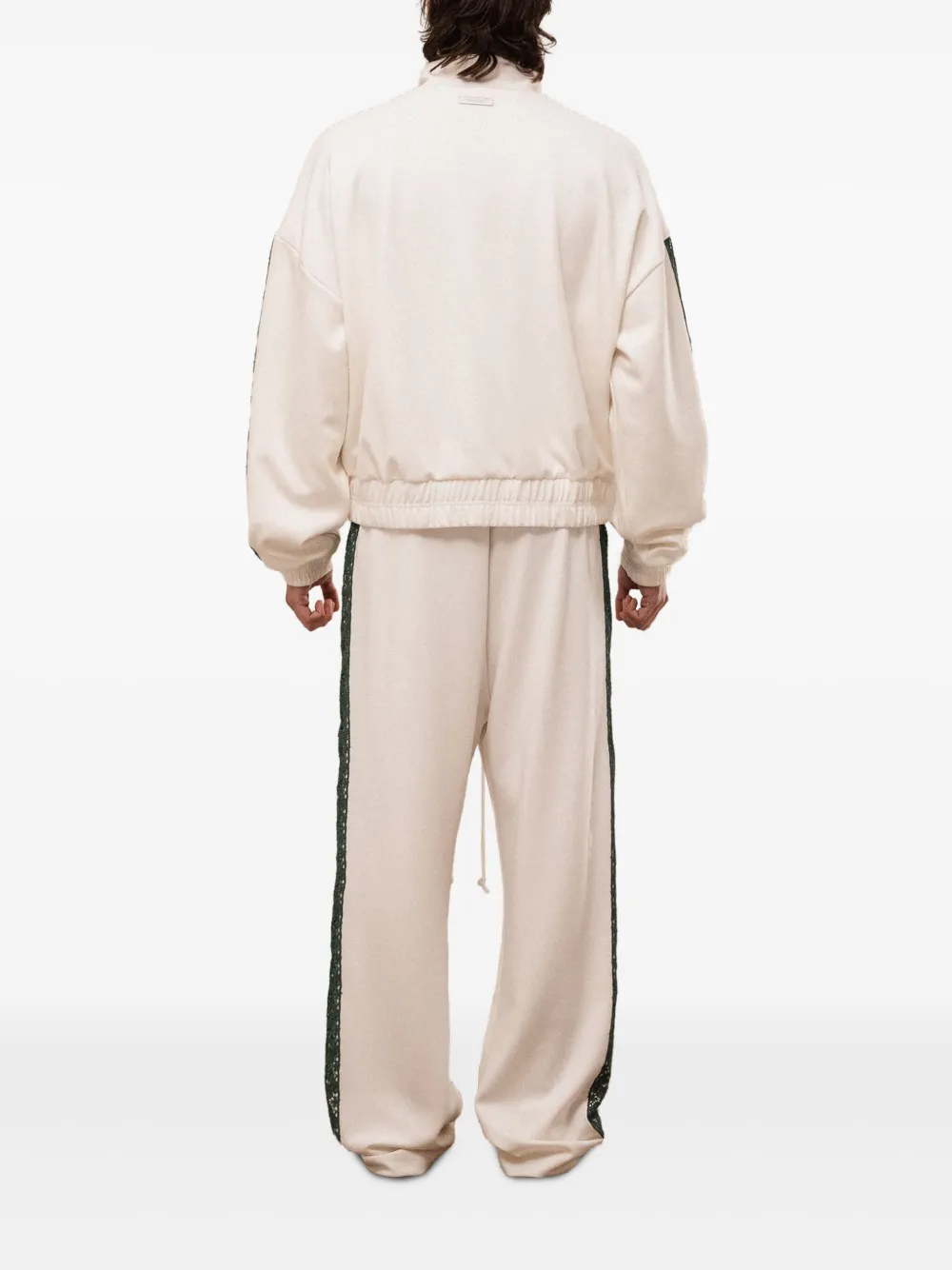 Rough Lace-insert Embroidered-detail Track Jacket In White