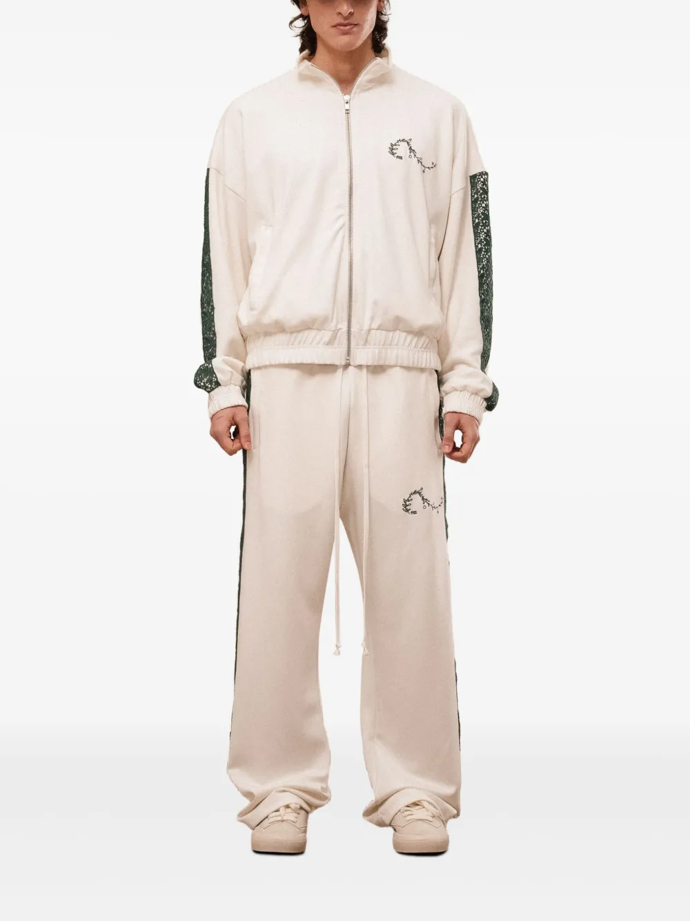 ROUGH. lace-insert embroidered-detail track jacket | Bomber Jackets | Image 2