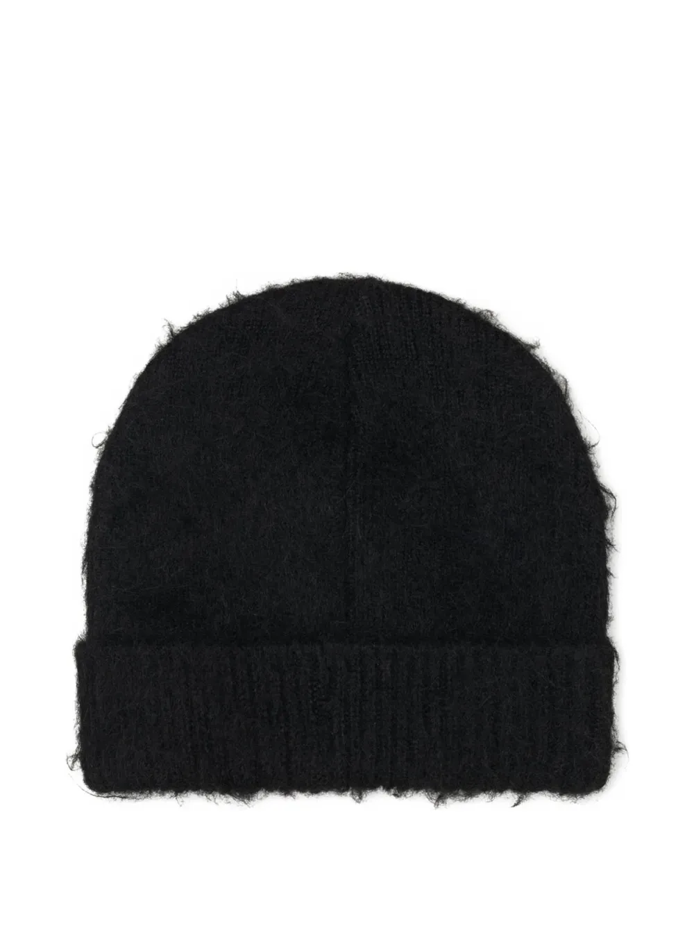 Rough Frayed Beanie Hat In Black