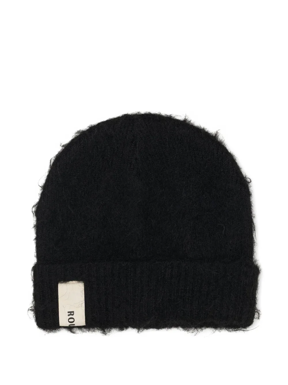 Rough Frayed Beanie Hat In Black