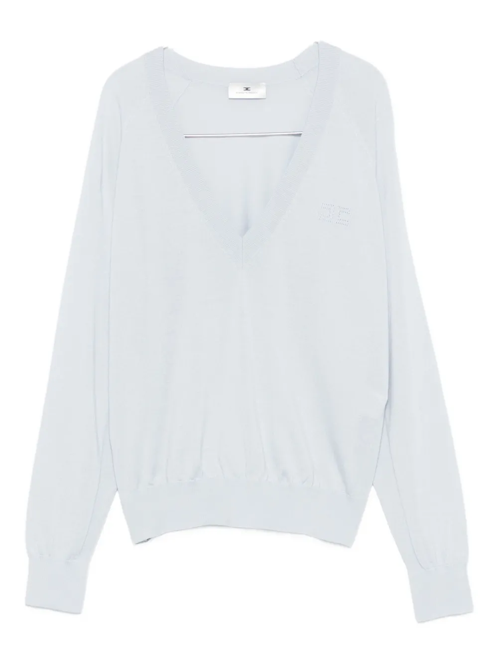 Elisabetta Franchi Wool Blend Tricot V-neck Sweater Clothing In Blue