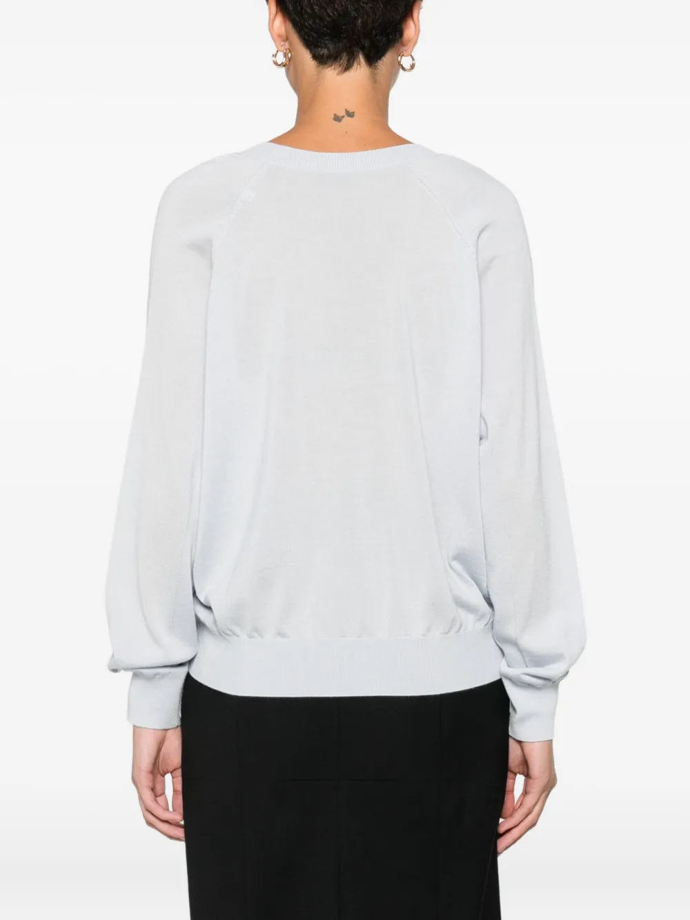 Elisabetta Franchi Wool Blend Tricot V-neck Sweater Clothing In Blue