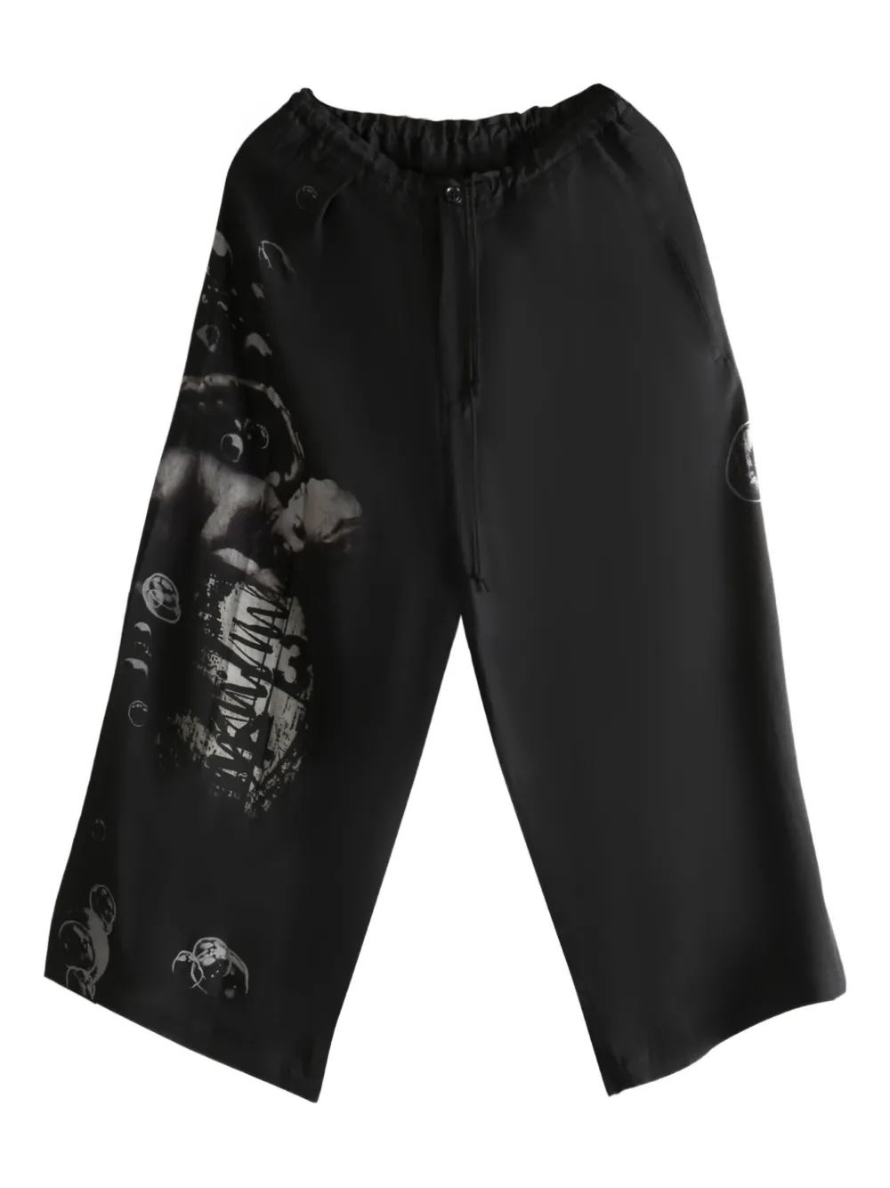 Y's Bubble-print Pleated Trousers In Black