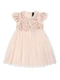 NEEDLE & THREAD KIDS embroidered ruffled dress - Pink