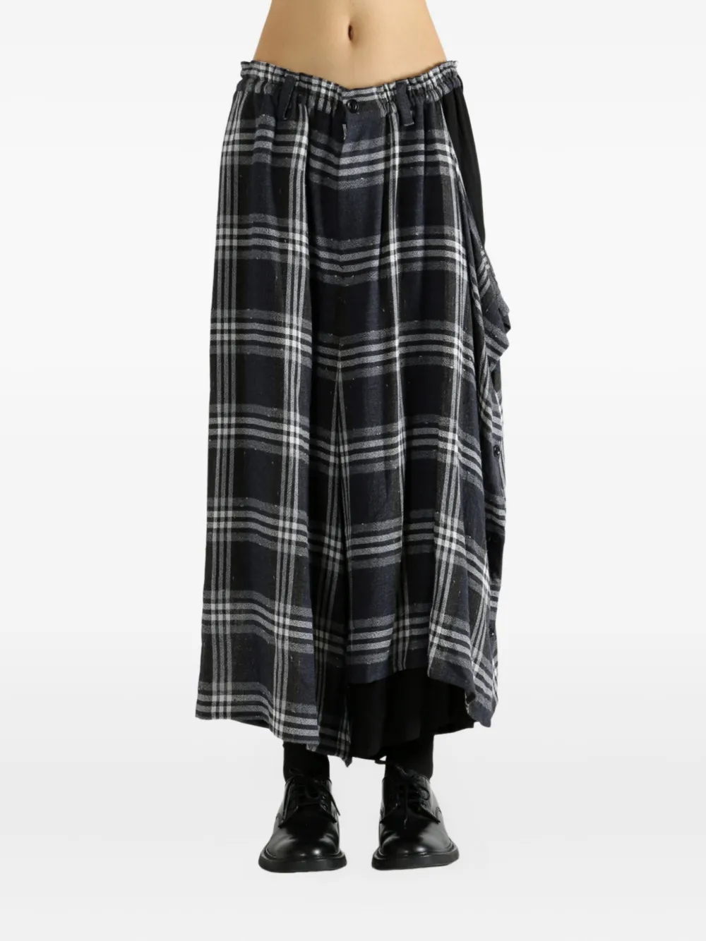 Y's plaid panelled trousers - Blauw