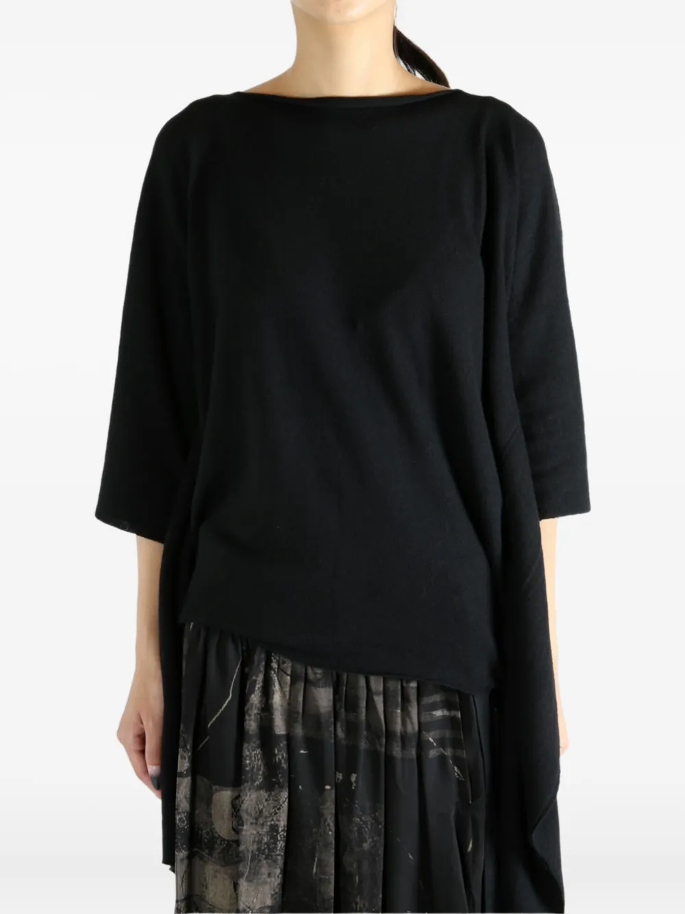 Y's M-dolman Asymmetric Draped Top In Black
