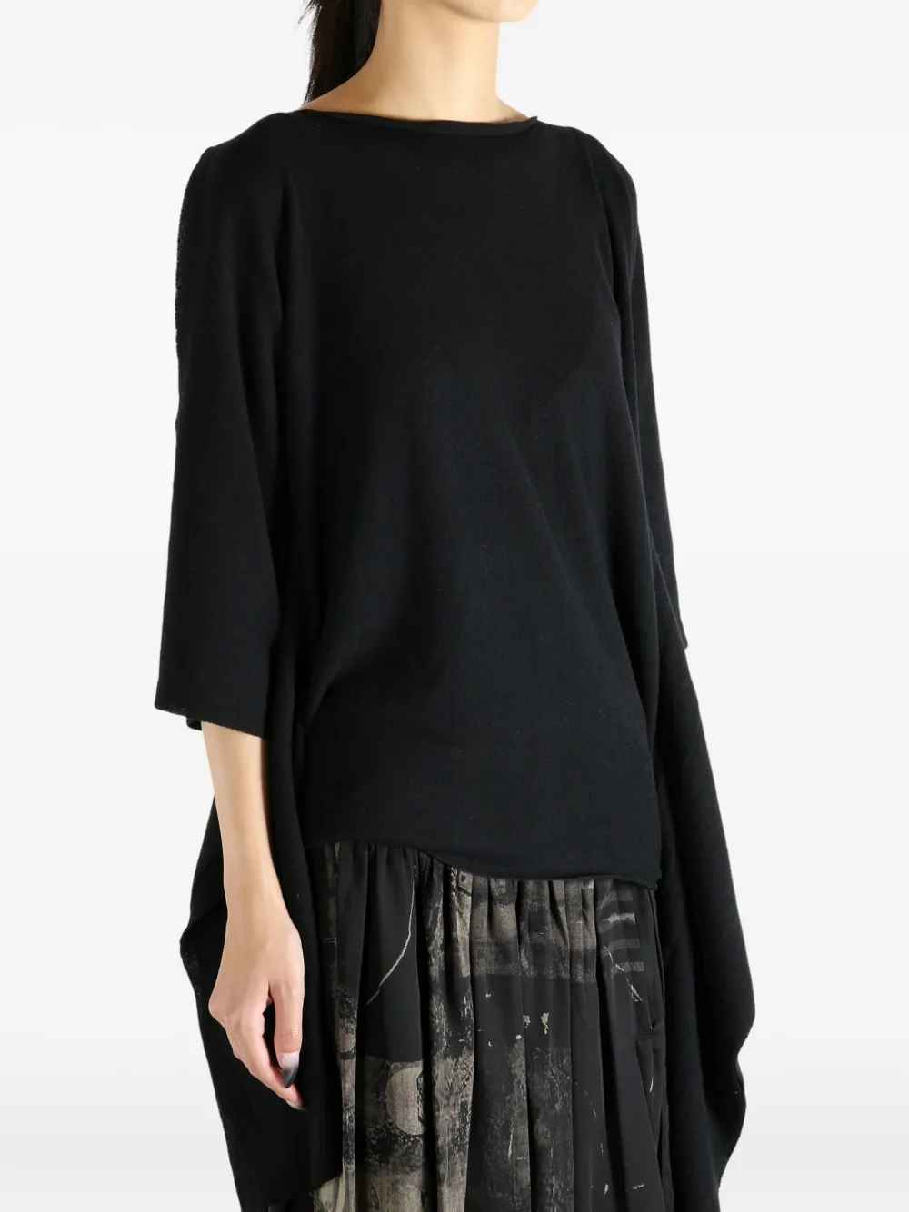 Y's M-dolman Asymmetric Draped Top In Black