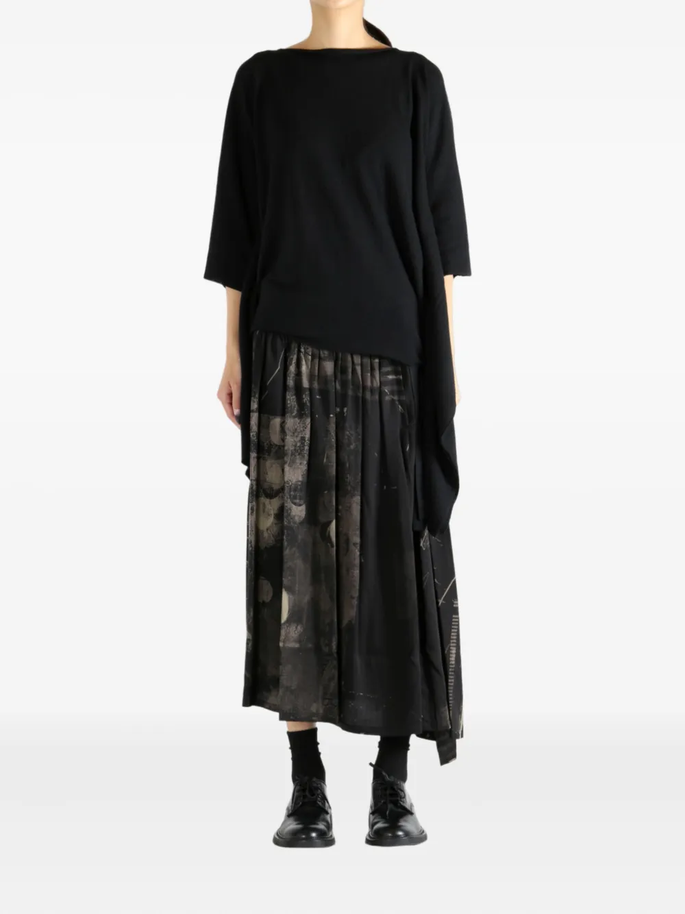 Y's M-Dolman asymmetric draped top - Zwart