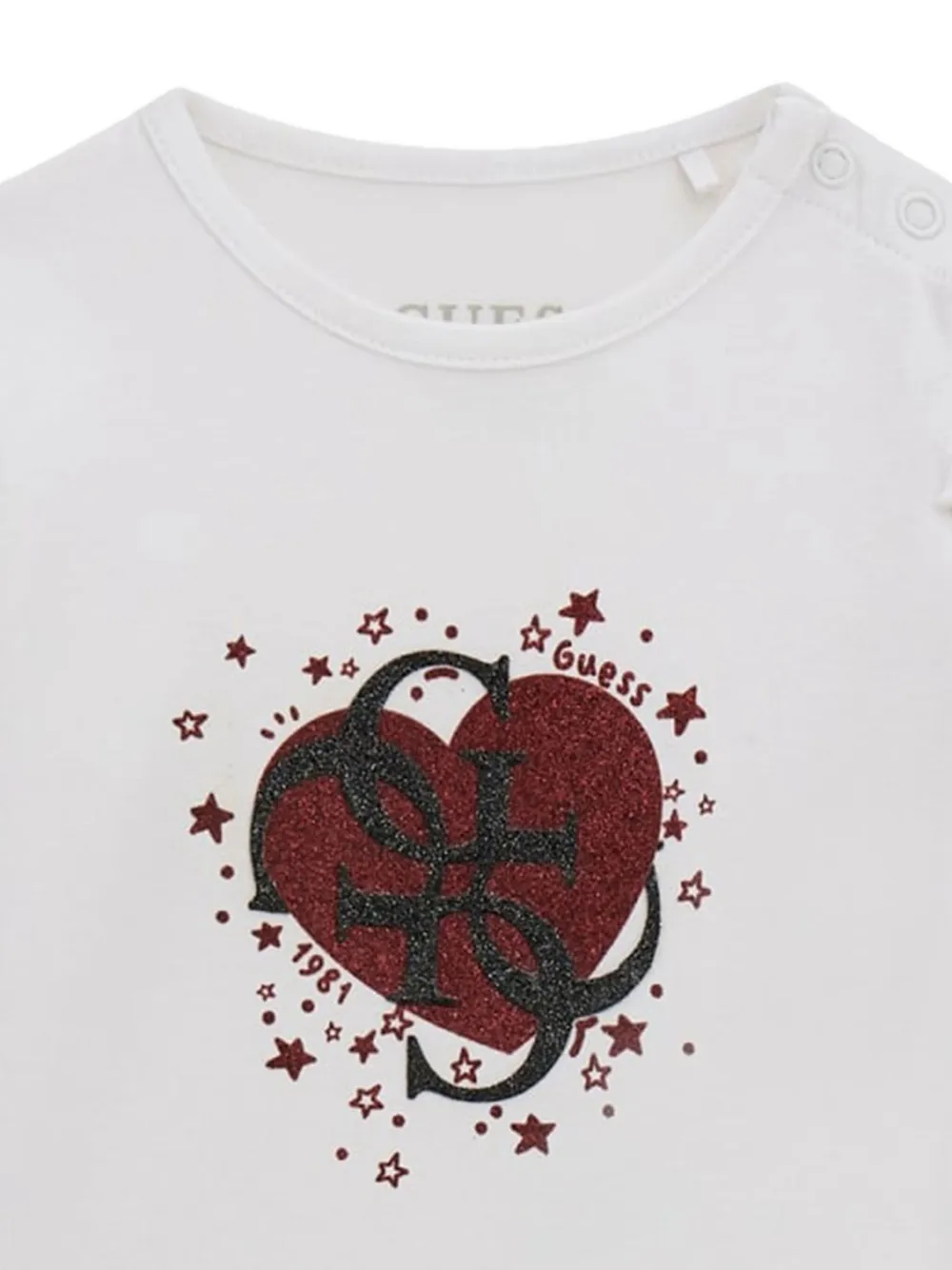 guess kids Top met glitters en ruches Wit