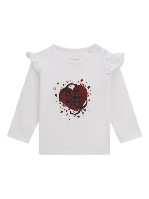 guess kids ruffled glitter-heart top